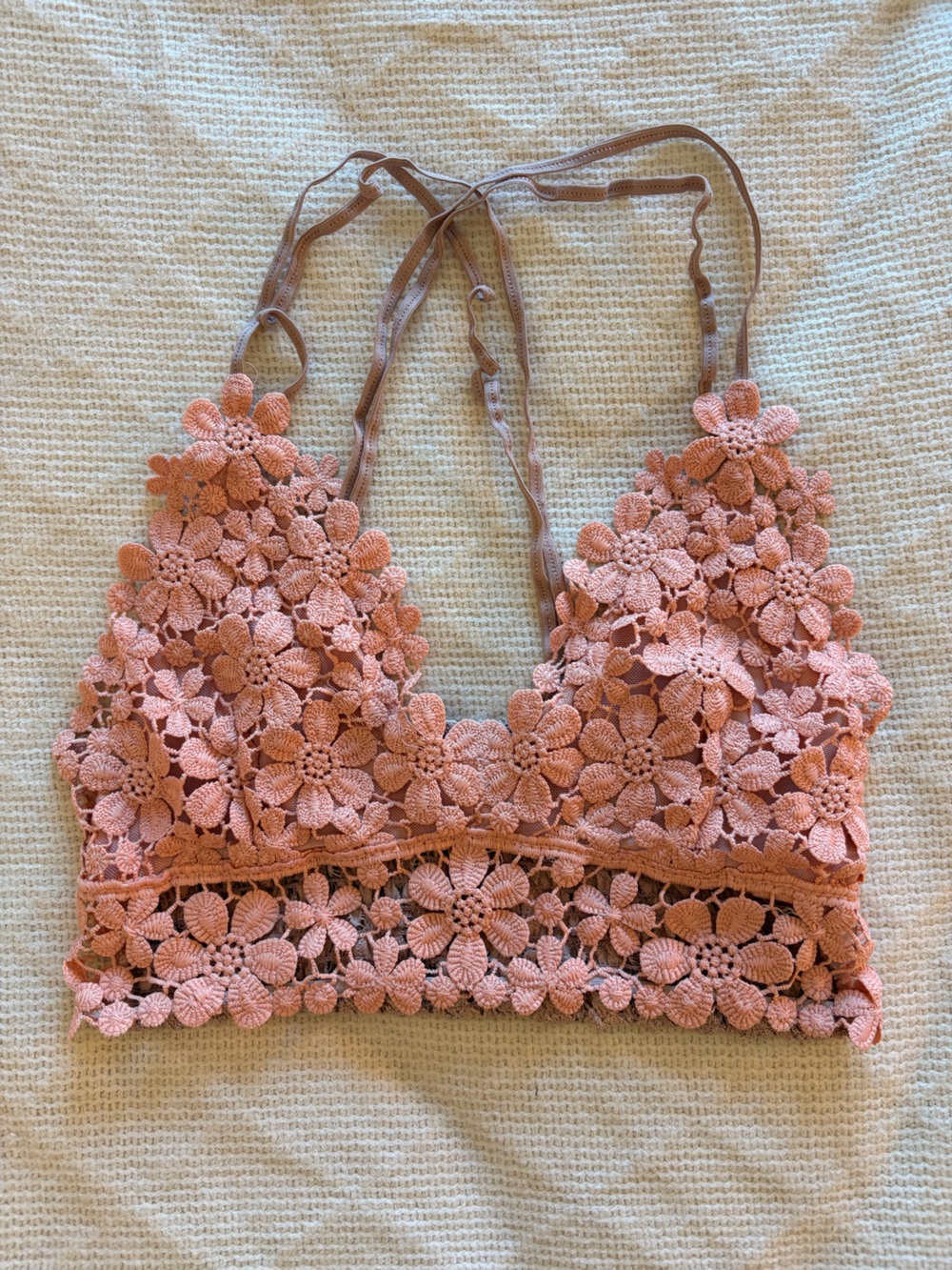 Anemone Peach Crochet Floral Bralette